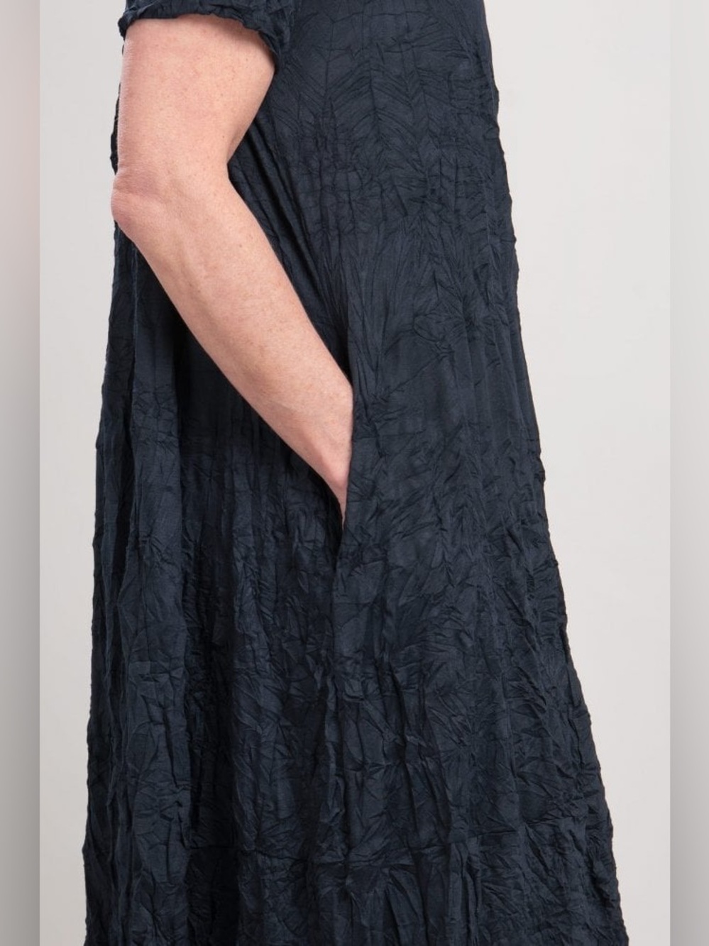 Luukaa Crinkled cotton lagen look navy dress 14 oversized art‎ modern boho chic - Picture 5 of 13